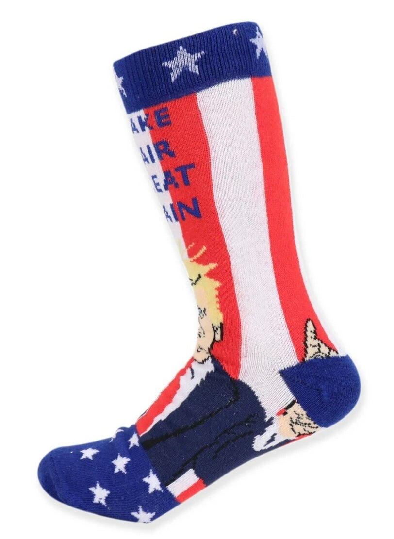 PRESIDENT TRUMP Ladies Socks MAKE HAIR GREAT AGAIN Parquet Brand - Novelty Socks And Slippers