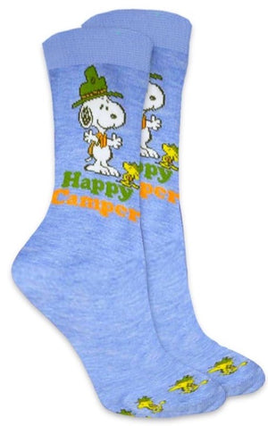 PEANUTS Men’s HAPPY CAMPER Socks With SNOOPY & WOODSTOCK - Novelty Socks And Slippers