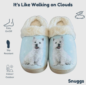 SNUGGS Memory Foam WESTIE Dog Non Slip Slippers By E&S Pets (Choose Size)