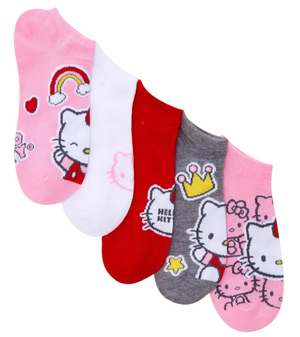 SANRIO HELLO KITTY Ladies 5 Pair Of VALENTINES DAY No Show Socks ‘QUEEN’