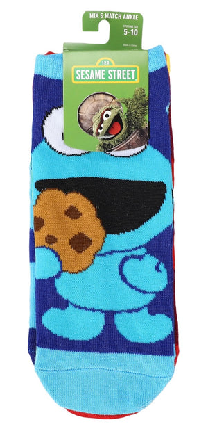 SESAME STREET Ladies 5 Pair ANKLE Socks BIOWORLD BRAND ELMO, BIG BIRD, GROVER