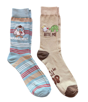 TOOTSIE ROLL POP Men’s 2 Pair Of Socks MR. OWL 'WANNA LICK?' 'BITE ME' - Novelty Socks And Slippers