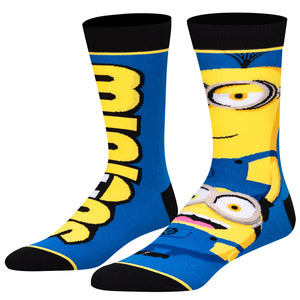 DESPICABLE ME Men’s MINIONS Split Crew Socks ODD SOX Brand - Novelty Socks And Slippers