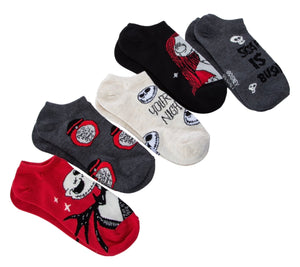 DISNEY NIGHTMARE BEFORE CHRISTMAS Ladies 5 Pair Of Jack Skellington No Show Socks - Novelty Socks And Slippers