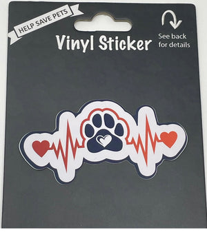 PAW PRINT HEART BEAT Vinyl Sticker By E&S Pets