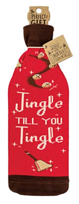 PRIMITIVES BY KATHY ALCOHOL WINE BOTTLE CHRISTMAS SOCK ‘JINGLE TILL YOU TINGLE’ - Novelty Socks for Less