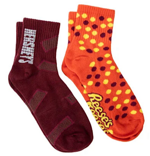 HERSHEY BAR Ladies 2 Pair Of Socks REESES PIECES - Novelty Socks And Slippers