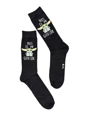 DISNEY STAR WARS THE MANDALORIAN Men’s BABY YODA Socks ‘THIS IS MY GOOD SIDE’ - Novelty Socks And Slippers