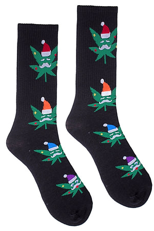 PARQUET Brand Men’s CHRISTMAS MARIJUANA Socks - Novelty Socks for Less