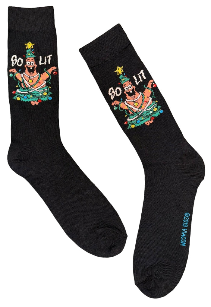 SPONGEBOB SQUAREPANTS CHRISTMAS Men's PATRICK Socks 'SO LIT'