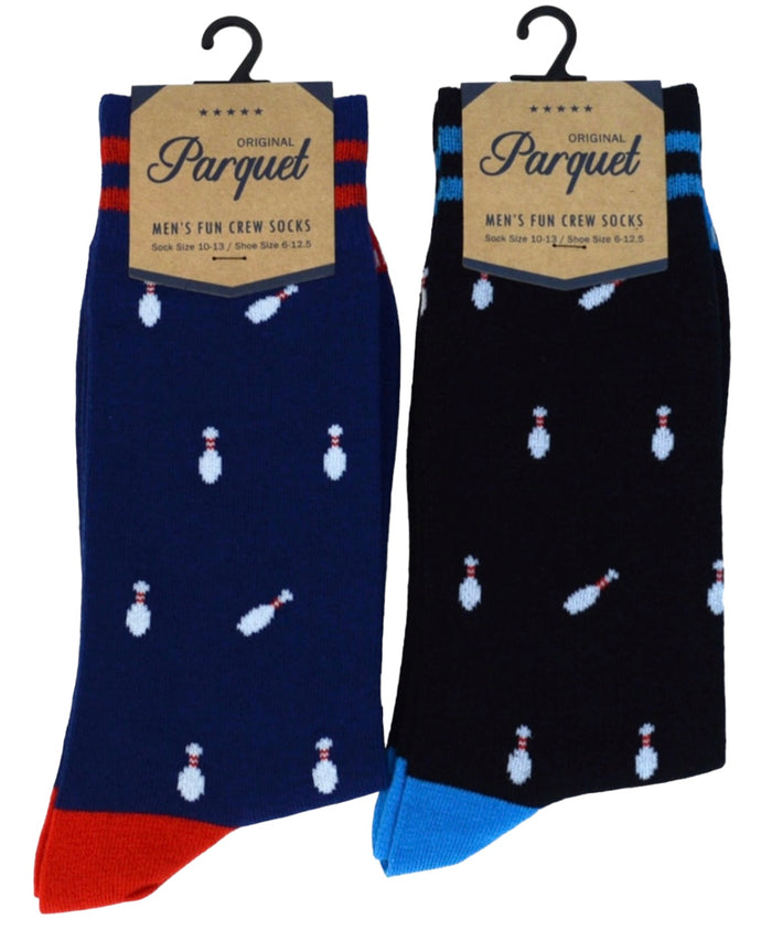PARQUET Brand Men’s BOWLING Socks BOWLING PINS ALL OVER (CHOOSE COLOR)