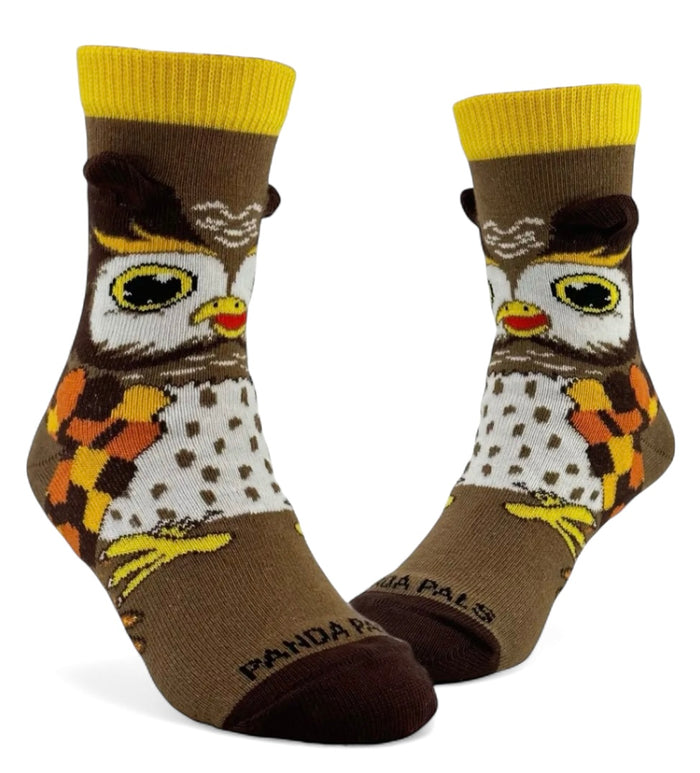 CUTE OWL With 3-D Ears Kids Unisex Socks By Sock Panda Brand