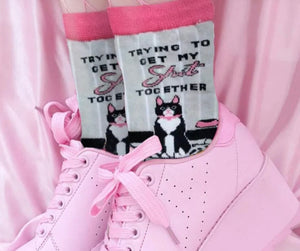 GROOVY THINGS BRAND LADIES CAT SOCKS ‘TRYING TO GET MY SHIT TOGETHER’