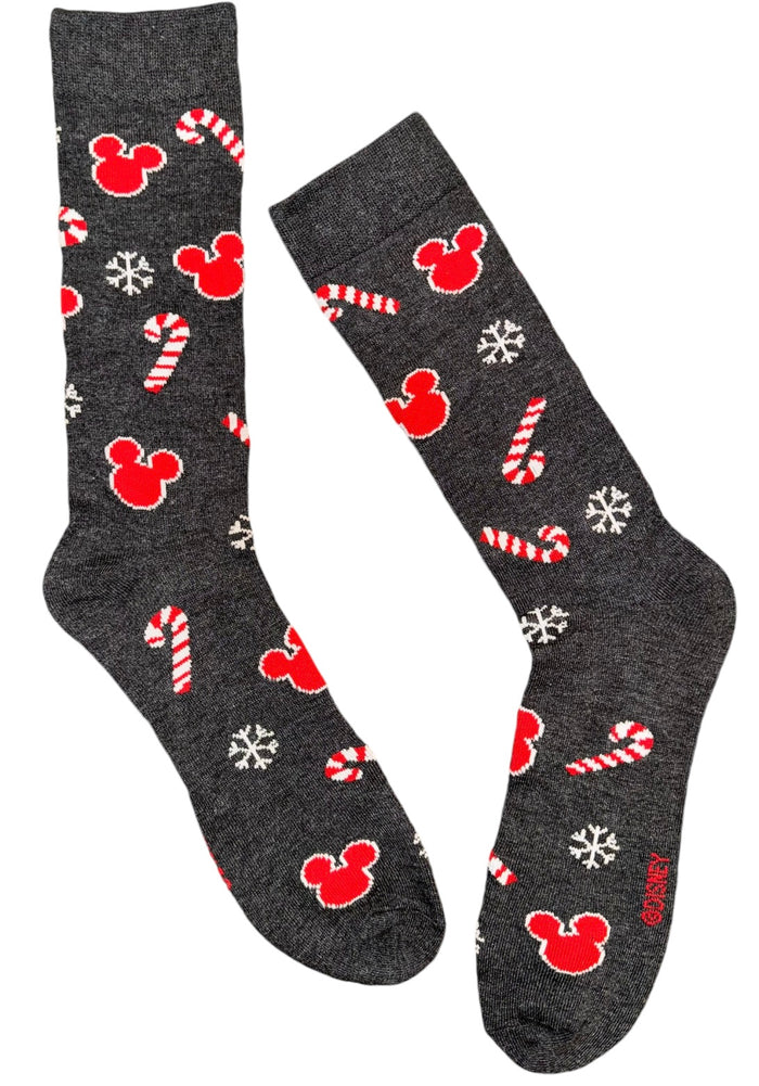 DISNEY MEN’S CHRISTMAS MICKEY MOUSE & CANDY CANES SOCKS