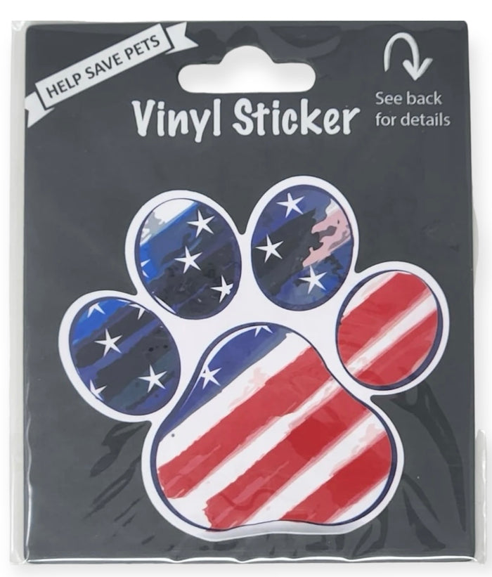 AMERICAN DOG Paw Print Vinyl Sticker By E&S Pets