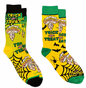 WARHEADS CANDY Men’s 2 Pair Of HALLOWEEN Socks ‘TRICK OR TREAT’ COOL SOCKS Brand - Novelty Socks And Slippers