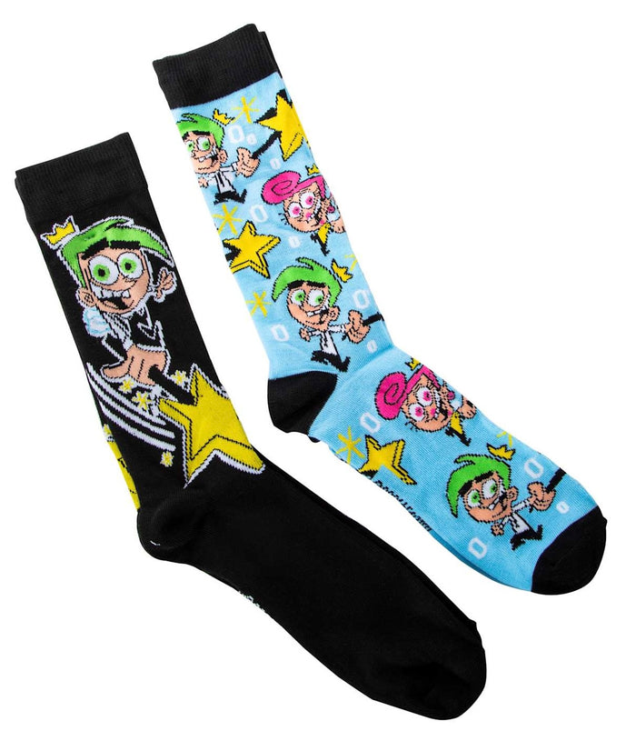 Nickelodeon The FAIRLY ODDPARENTS Men’s 2 Pair Of Socks Timmy Turner, Wanda