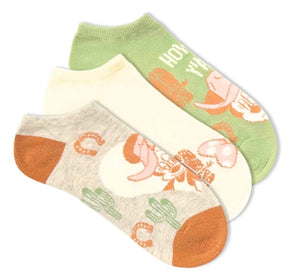 DISNEY Cowgirl Minnie Mouse 3 Pair Of No Show Socks ‘HOWDY Y’ALL’ - Novelty Socks And Slippers