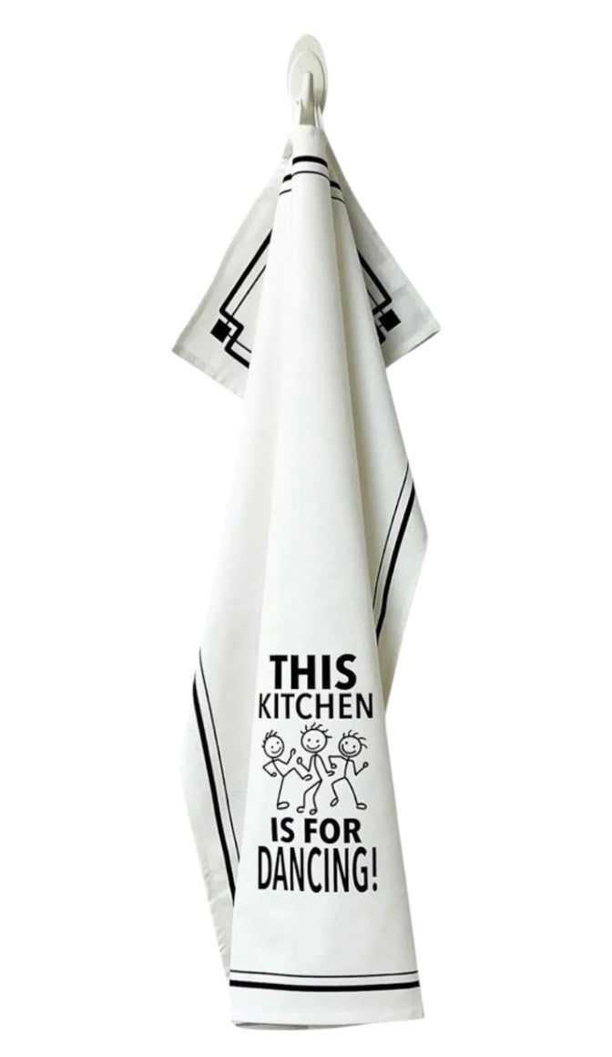 THIS KITCHEN IS FOR DANCING Kitchen Tea Towel HEY NOW Brand By Fabdaz