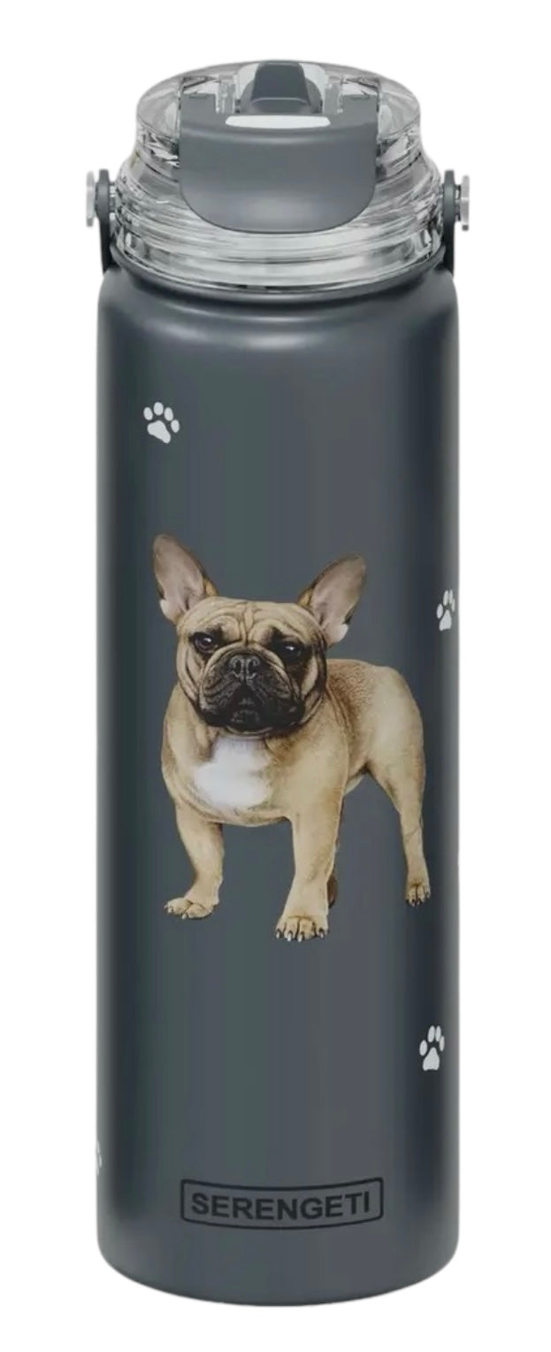 FRENCH BULLDOG Stainless Steel 24 oz. Water Bottle SERENGETI Brand By E&S Pets