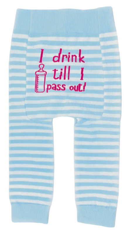BOOGIE TIGHTS Unisex Baby ‘I DRINK TILL I PASS OUT’ By Piero Liventi Size 12-24 Months - Novelty Socks And Slippers
