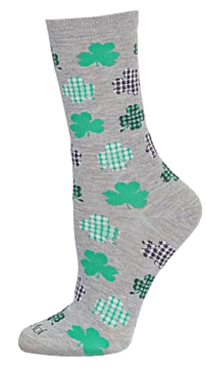 Memoi Brand Ladies ST PATRICKS DAY Socks PLAID CLOVERS