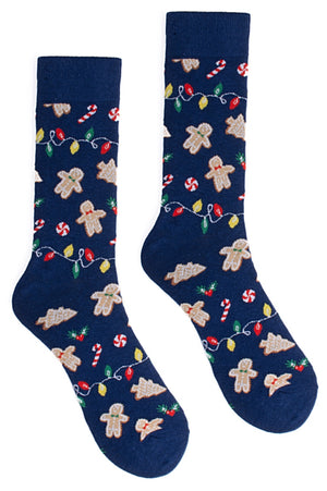PARQUET Brand CHRISTMAS Men’s GINGERBREAD MEN Socks With CHRISTMAS LIGHTS - Novelty Socks for Less