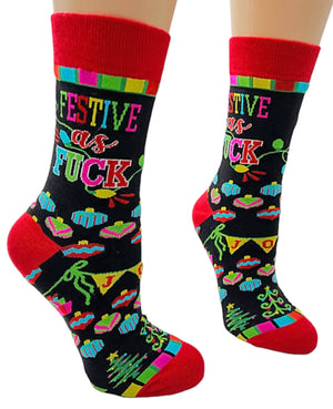 FABDAZ Brand Ladies FESTIVE AS FUCK CHRISTMAS Socks - Novelty Socks for Less