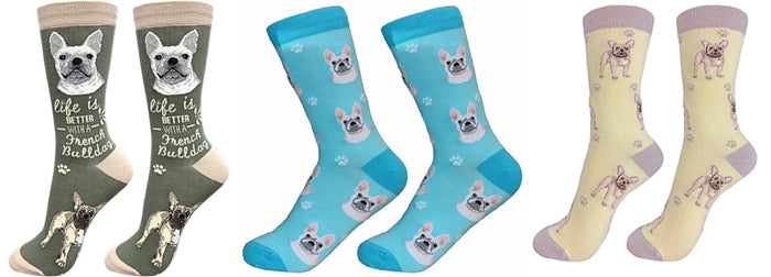 FRENCH BULLDOG Unisex Socks By E&S Pets CHOOSE SOCK DADDY, HAPPY TAILS, LIFE IS BETTER