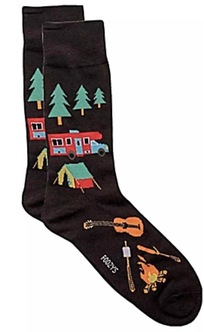 FOOZYS Brand Men’s CAMPING Socks CAMPFIRE, RV, TENT