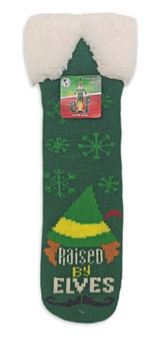 ELF THE MOVIE Ladies Sherpa Lined Gripper Bottom Slipper Socks - Novelty Socks And Slippers