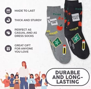 FOOZYS Brans Ladies TEACHER Socks REPORT CARD, APPLE, A+