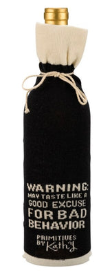 PRIMITIVES BY KATHY ALCOHOL BOTTLE SOCK ‘OF COURSE SIZE MATTERS NO ONE WANTS A SMALL GLASS OF WINE’ - Novelty Socks And Slippers
