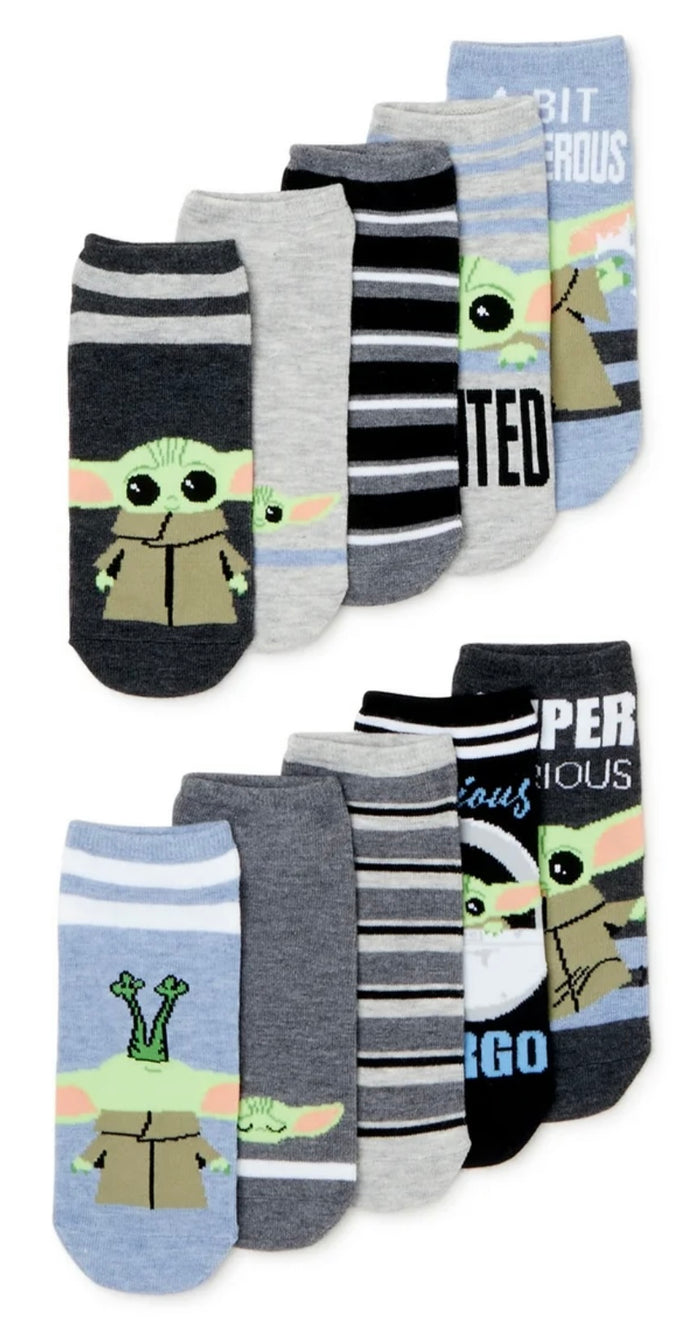 STAR WARS Ladies 10 Pair Of BABY YODA No Show Socks A BIT DANGEROUS