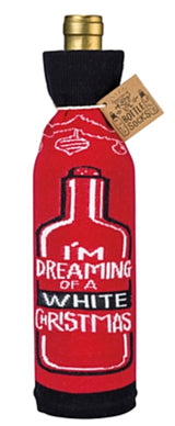 PRIMITIVES BY KATHY CHRISTMAS ALCOHOL WINE BOTTLE SOCK ‘I’M DREAMING OF A WHITE CHRISTMAS’ - Novelty Socks for Less