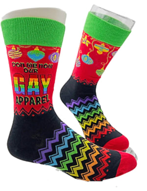 FABDAZ Brand Men’s GAY CHRISTMAS Socks ‘DON WE NOW OUR GAY APPAREL’ - Novelty Socks for Less
