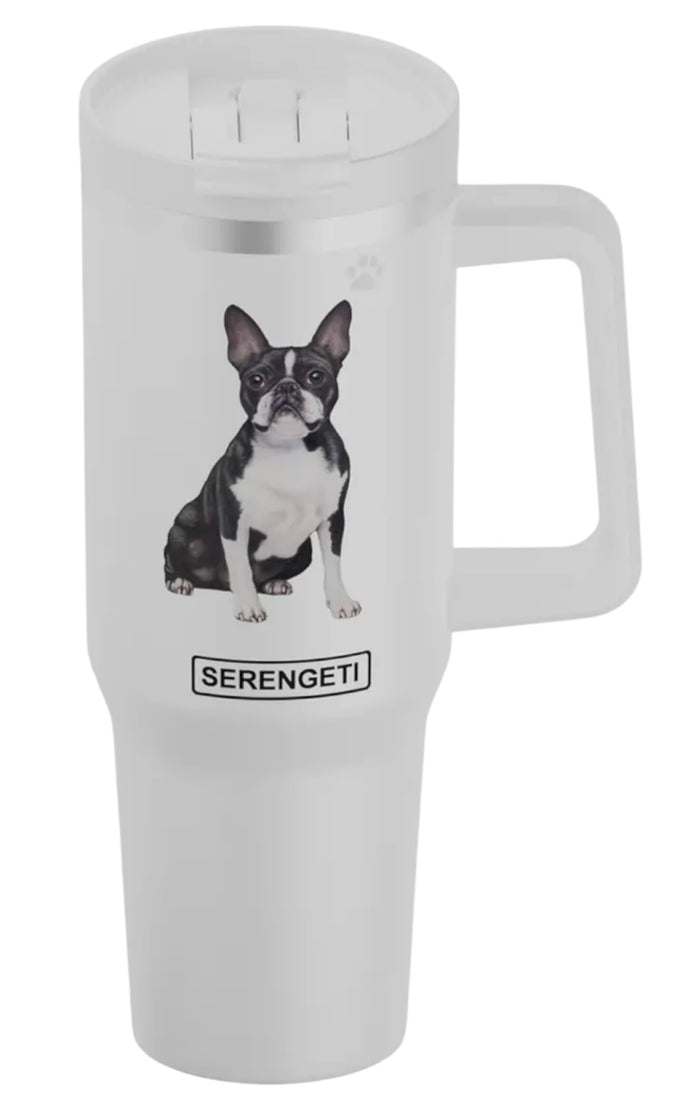 BOSTON TERRIER Dog SERENGETI 40 Oz. Stainless Steel Ultimate Hot & Cold Tumbler