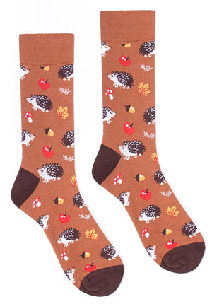 PARQUET Brand Men’s AUTUMN HEDGEHOG Socks With MUSHROOMS, LEAVES - Novelty Socks for Less