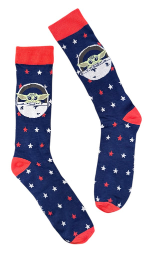 STAR WARS THE MANDALORIAN Men’s PATRIOTIC BABY YODA Socks - Novelty Socks And Slippers
