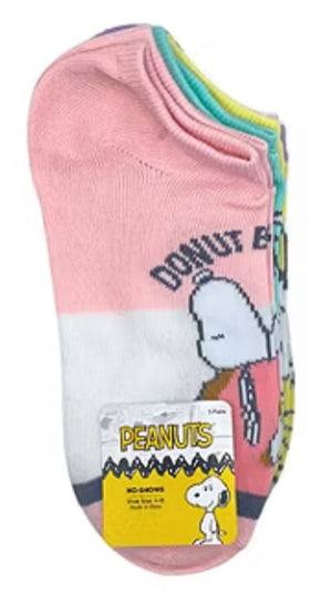 PEANUTS Ladies 5 Pair Of No Show Socks SNOOPY, LUCY & CHARLIE BROWN ‘TIME FRIES’ With FRENCH FRIES