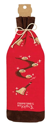 PRIMITIVES BY KATHY ALCOHOL WINE BOTTLE CHRISTMAS SOCK ‘JINGLE TILL YOU TINGLE’ - Novelty Socks for Less