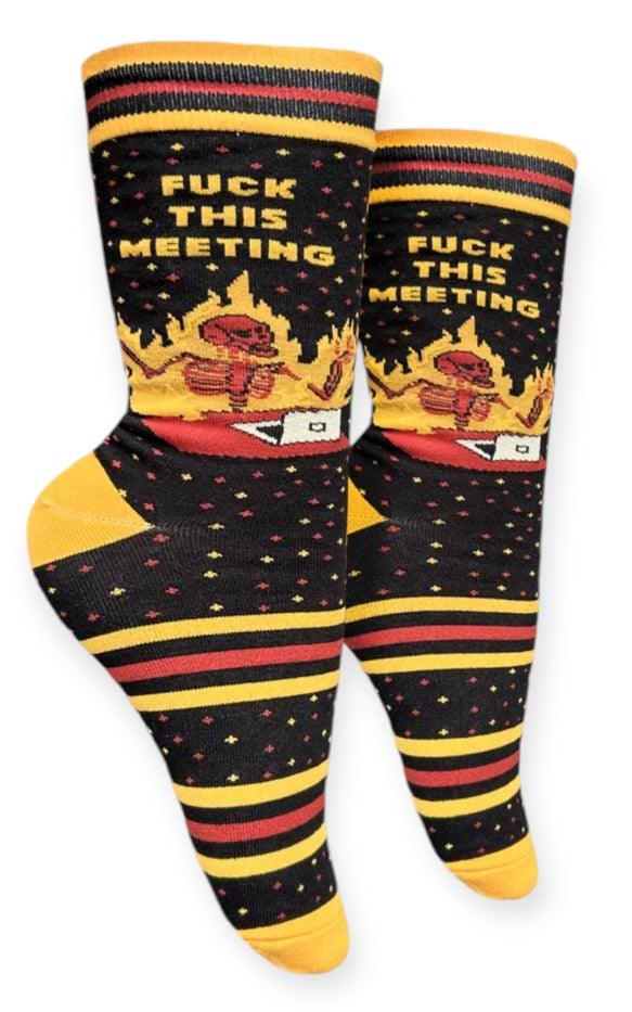 GROOVY THINGS Brand Ladies SKELETON ‘FUCK THIS MEETING’ Socks