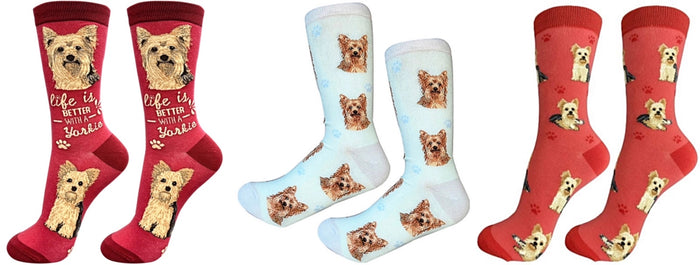 YORKIE Dog Unisex Socks By E&S Pets CHOOSE SOCK DADDY, HAPPY TAILS, LIFE IS BETTER
