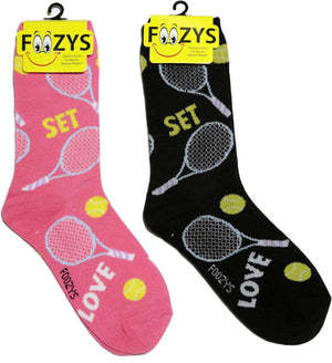FOOZYS Brand Ladies TENNIS 2 Pair Of Socks ‘SET’ ‘LOVE’ - Novelty Socks And Slippers