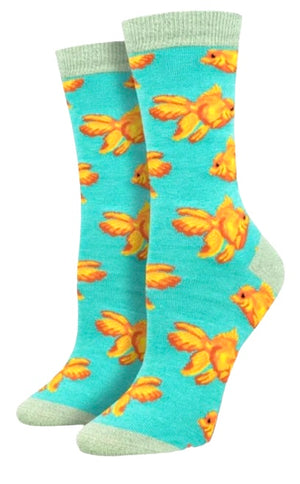 SOCKSMITH Brand Ladies GOLDFISH Graphic Bamboo Socks - Novelty Socks And Slippers