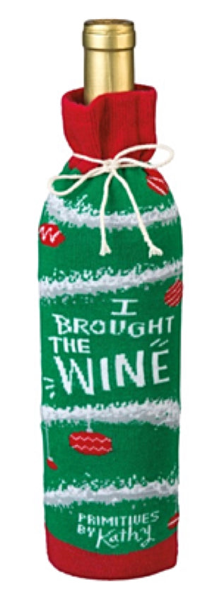 PRIMITIVES BY KATHY CHRISTMAS ALCOHOL WINE BOTTLE SOCK ‘DON’T GET YOUR TINSEL IN A TANGLE’ - Novelty Socks for Less