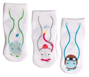 SQUID SOCKS Brand Unisex INFANT/TODDLER 3 Pair Of STAY ON Socks ‘CALEB COLLECTION’