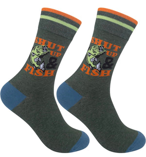 SHUT UP & FISH Adult Unisex FISHING Socks FUNATIC Brand - Novelty Socks And Slippers
