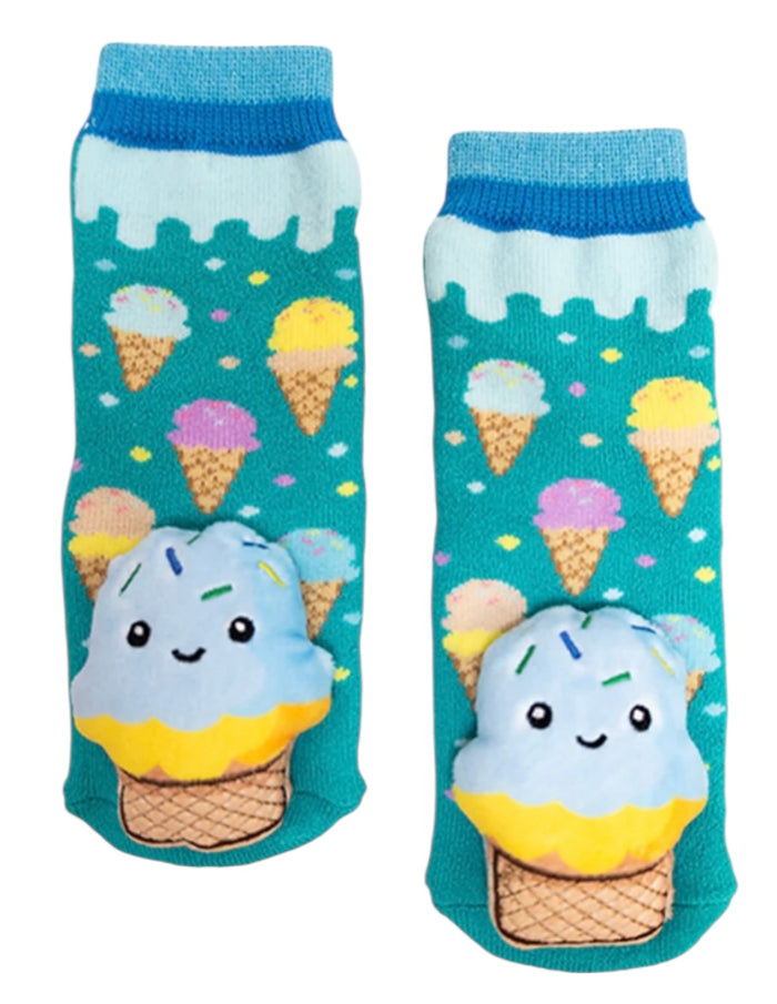 BLUE ICE CREAM Unisex Toddler Gripper Bottom Socks MESSY MOOSE Brand