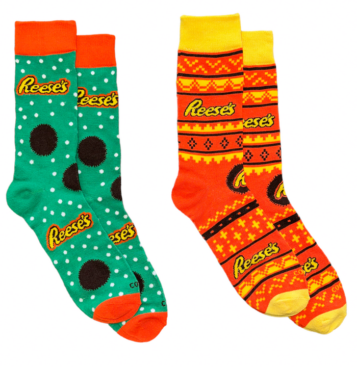 REESE’S PEANUT BUTTER CUPS Men’s 2 Pair Of Christmas Socks COOL SOCKS Brand